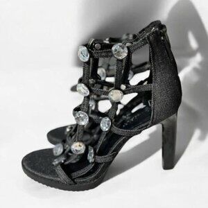 Karl Lagerfeld Paris Beatriz Faux Crystals Heel Sandals SIZE 9.5